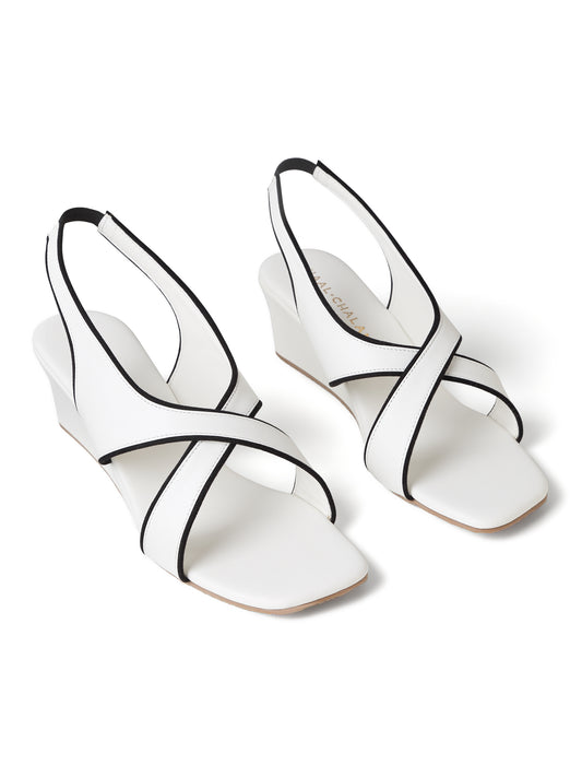 Alba (White Flatform Wedges)