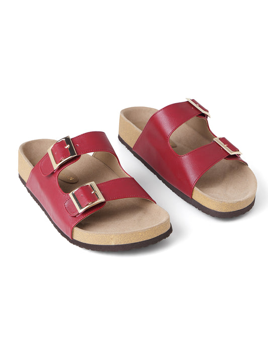 Cherry (Red Buckle Strap Comfort Flats)