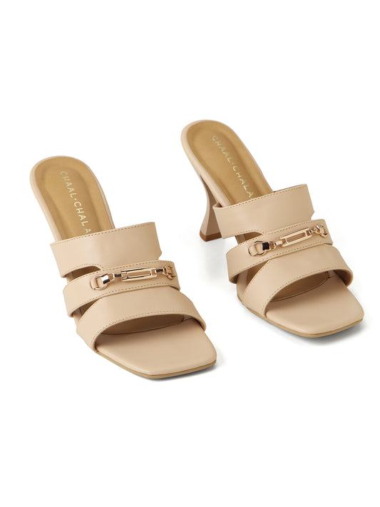 Alaia (Beige  Embellished Heels)