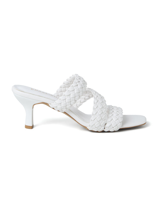 Miles (White Weave Pencil Heels)