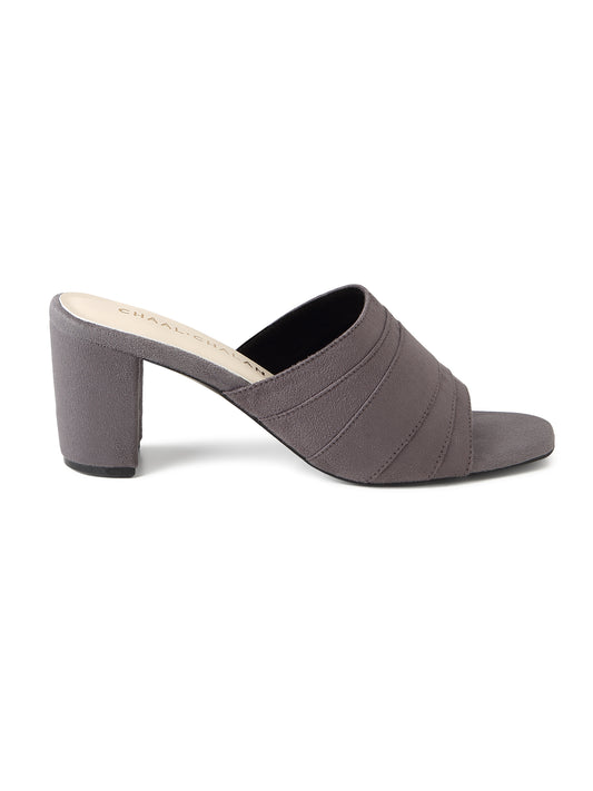 Selena (Suede Grey Block Heels)