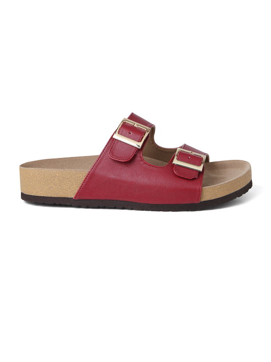 Cherry (Red Buckle Strap Comfort Flats)