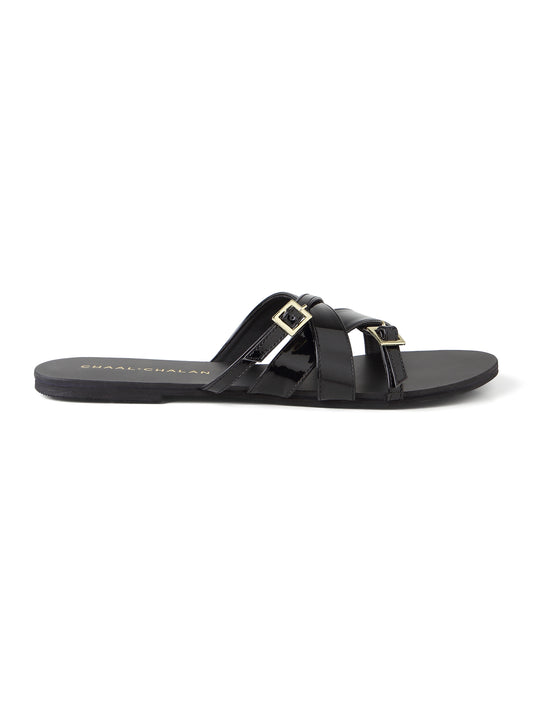 Ayra (Mutli-Strap Buckle Black Flats)