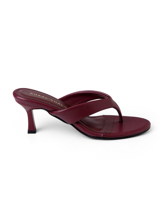Dahila Burgundy Thong Kitten Heels
