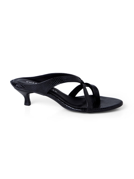 Rory Snake-Pattern Low-Heel Black