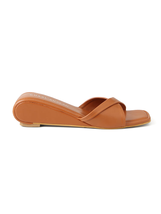 Yaris (Beige Broad Strap Wedges)